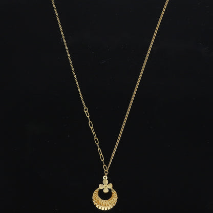 Gold Crescent Charm Necklace 21KT - FKJNKL21KM10909