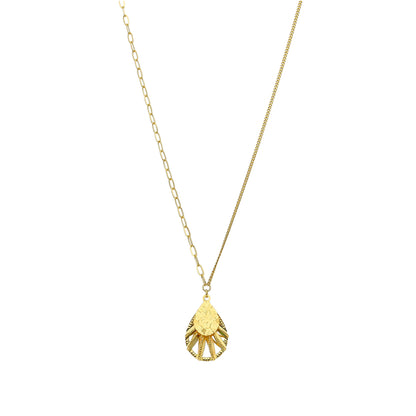 Gold Teardrop Cutout Necklace 21KT - FKJNKL21KM10912