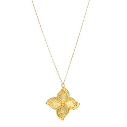 Gold Four-Petal Necklace 21KT - FKJNKL21KM10919
