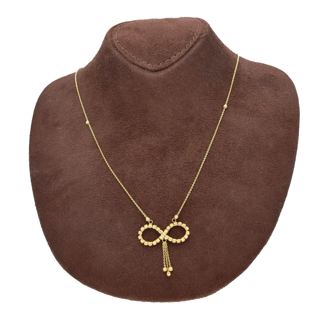 Gold Infinity Bow Necklace 21KT - FKJNKL21KM10920