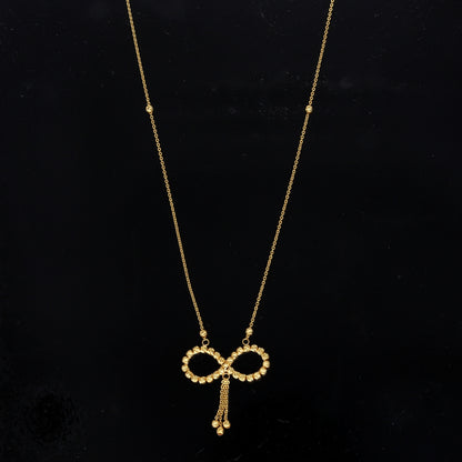 Gold Infinity Bow Necklace 21KT - FKJNKL21KM10920
