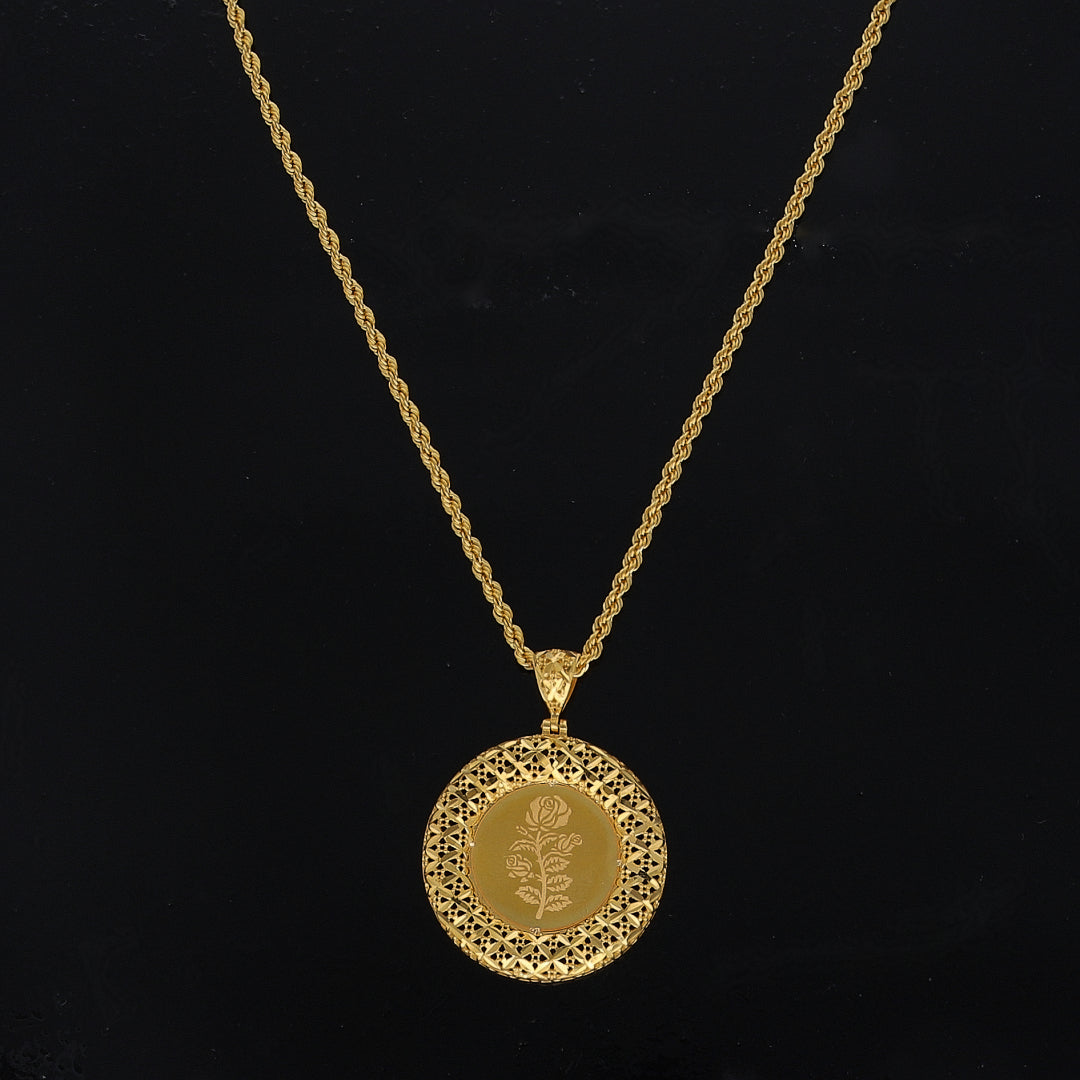 Gold Engraved Floral Necklace 21KT - FKJNKL21KM10921