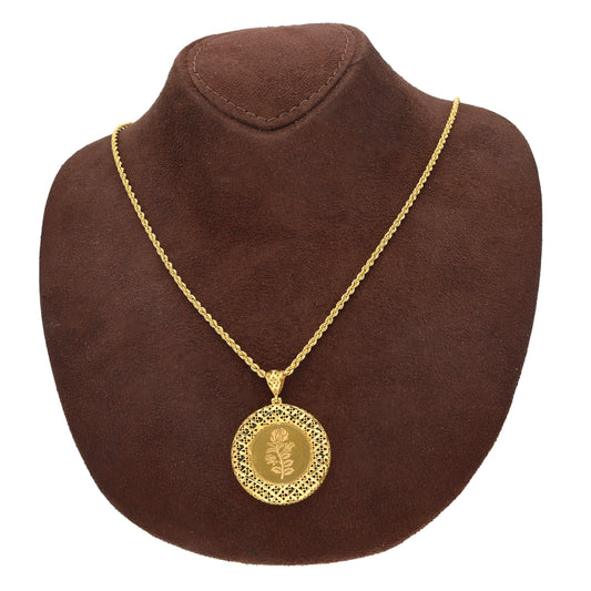 Gold Engraved Floral Necklace 21KT - FKJNKL21KM10921