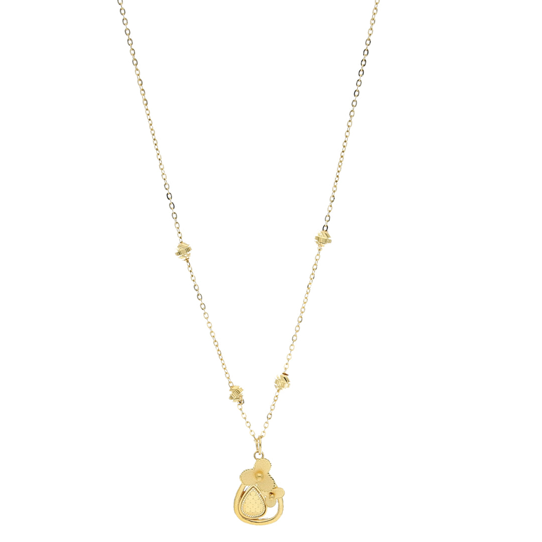 Gold Flower Drop Necklace 21KT - FKJNKL21KM11221