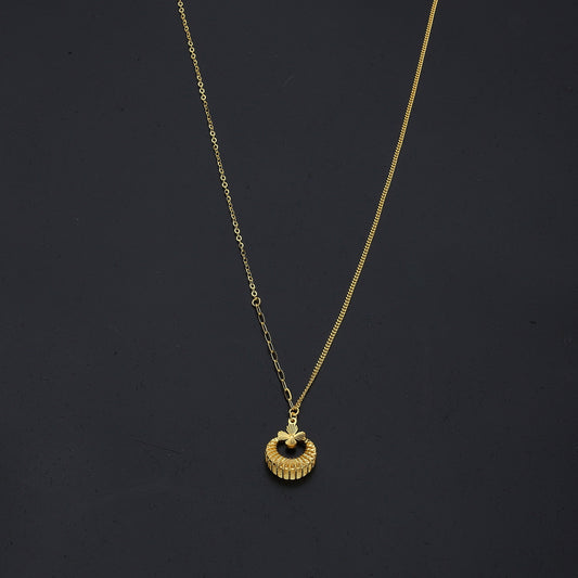 Gold Floral Circle Necklace 21KT - FKJNKL21KM11222