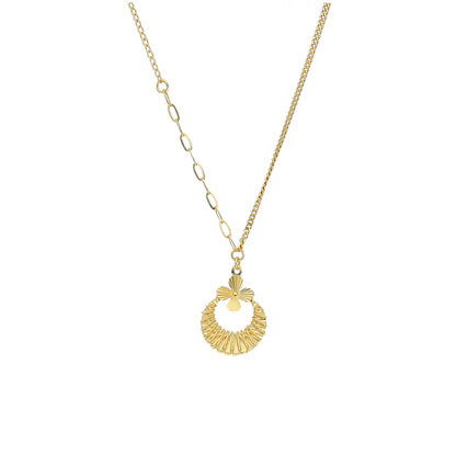 Gold Floral Circle Necklace 21KT - FKJNKL21KM11222