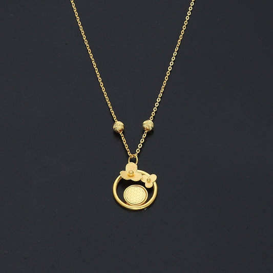 Gold Floral Medallion Necklace 21KT - FKJNKL21KM11223
