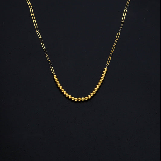 Gold Bead Link Necklace 21KT - FKJNKL21KM11224