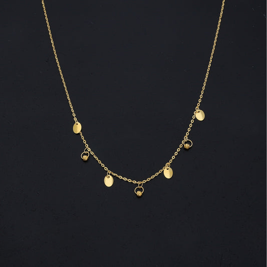 Gold Disc Charm Necklace 21KT - FKJNKL21KM11225
