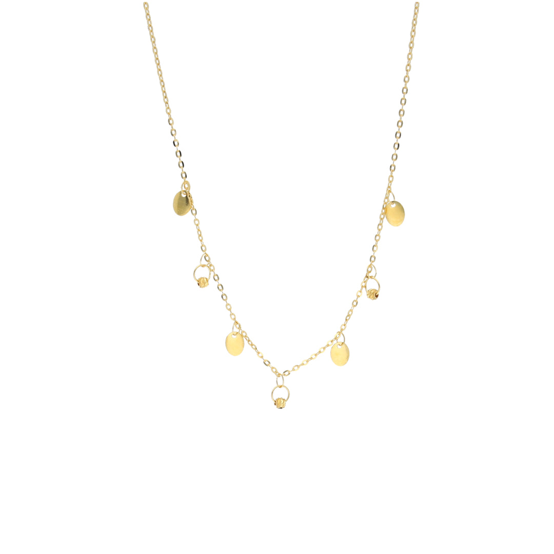 Gold Disc Charm Necklace 21KT - FKJNKL21KM11225