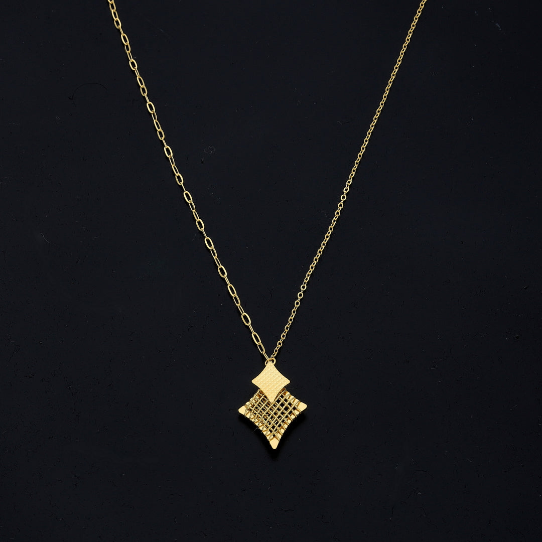 Gold Geometric Drop Necklace 21KT - FKJNKL21KM11226