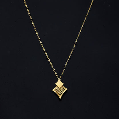 Gold Geometric Drop Necklace 21KT - FKJNKL21KM11226