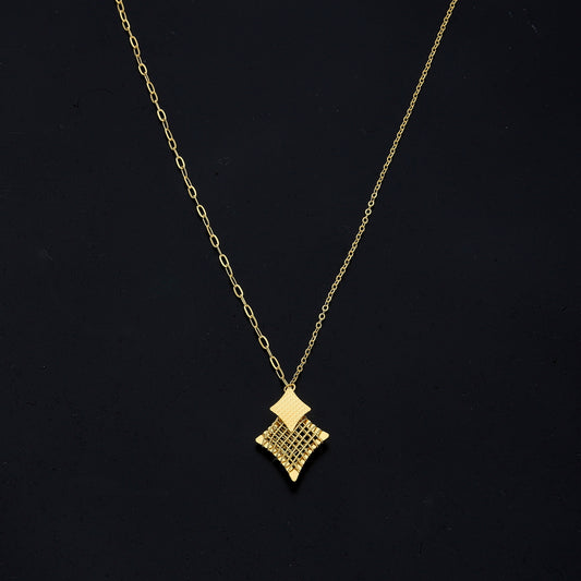 Gold Geometric Drop Necklace 21KT - FKJNKL21KM11226
