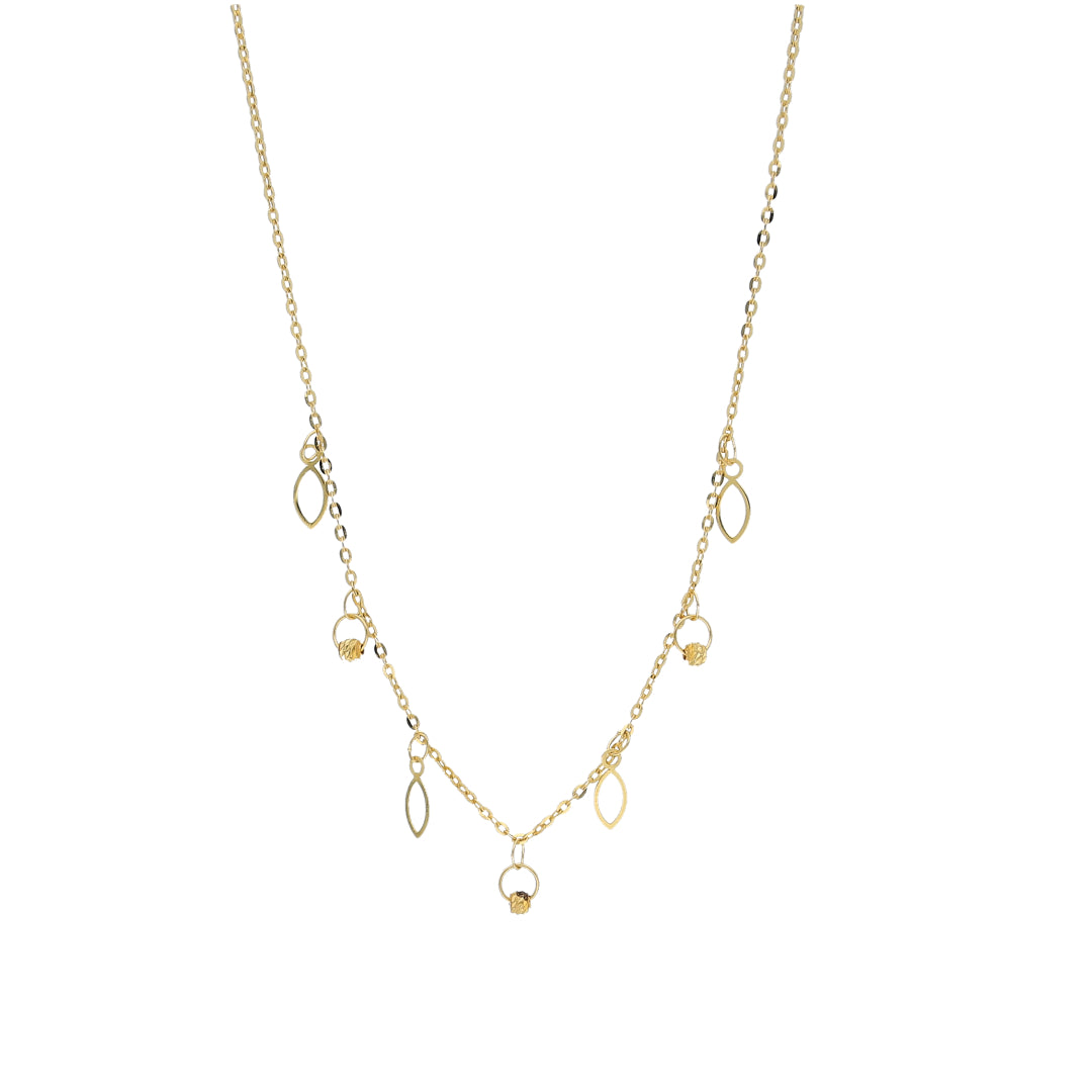 Gold Marquise Drop Necklace 21KT - FKJNKL21KM11227