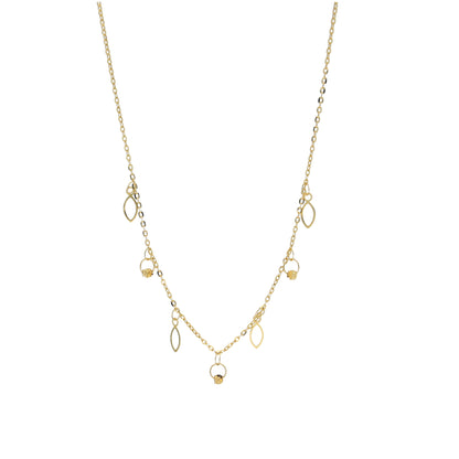 Gold Marquise Drop Necklace 21KT - FKJNKL21KM11227
