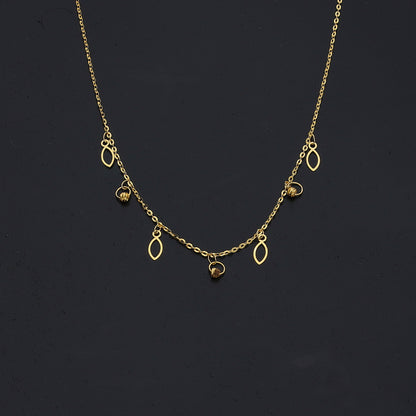 Gold Marquise Drop Necklace 21KT - FKJNKL21KM11227