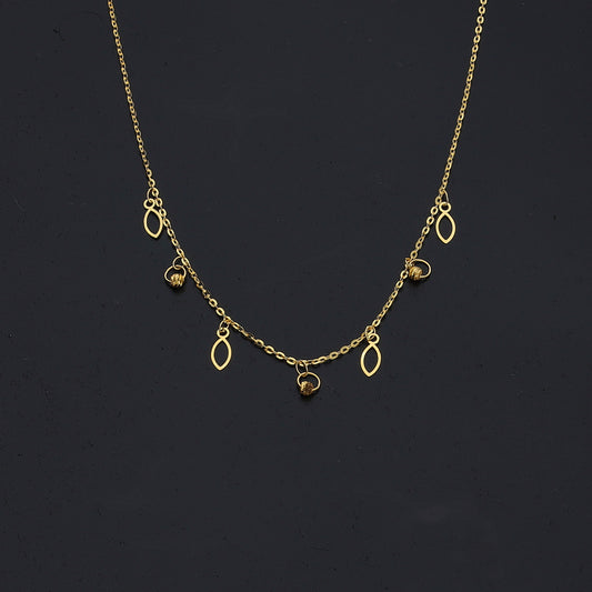 Gold Marquise Drop Necklace 21KT - FKJNKL21KM11227