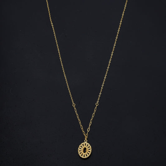 Gold Oval Charm Necklace 21KT - FKJNKL21KM11228