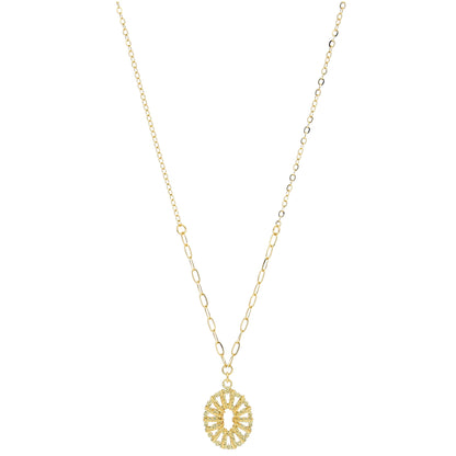 Gold Oval Charm Necklace 21KT - FKJNKL21KM11228