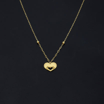 Gold Heart Medallion Necklace 21KT - FKJNKL21KM11231
