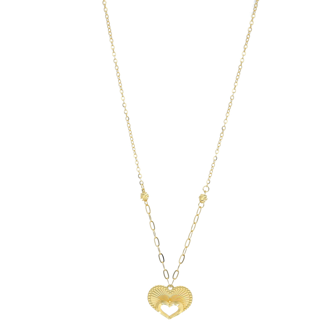 Gold Heart Medallion Necklace 21KT - FKJNKL21KM11231