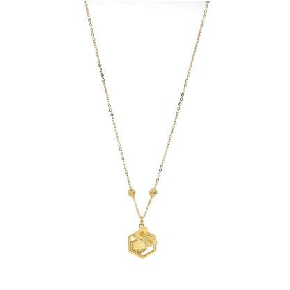 Gold Hexagon Floral Necklace 21KT - FKJNKL21KM11232
