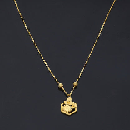 Gold Hexagon Floral Necklace 21KT - FKJNKL21KM11232