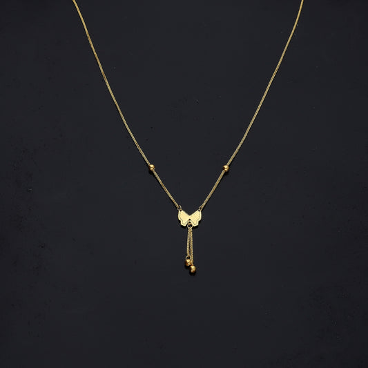 Gold Butterfly Tassel Necklace 21KT - FKJNKL21KM11233