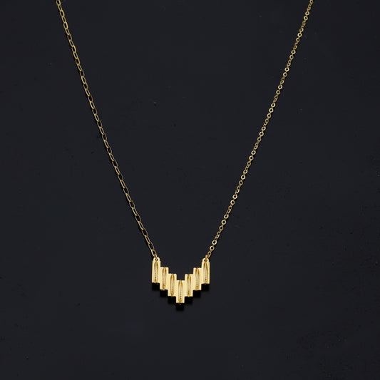 Gold Chevron Necklace 21KT - FKJNKL21KM11234