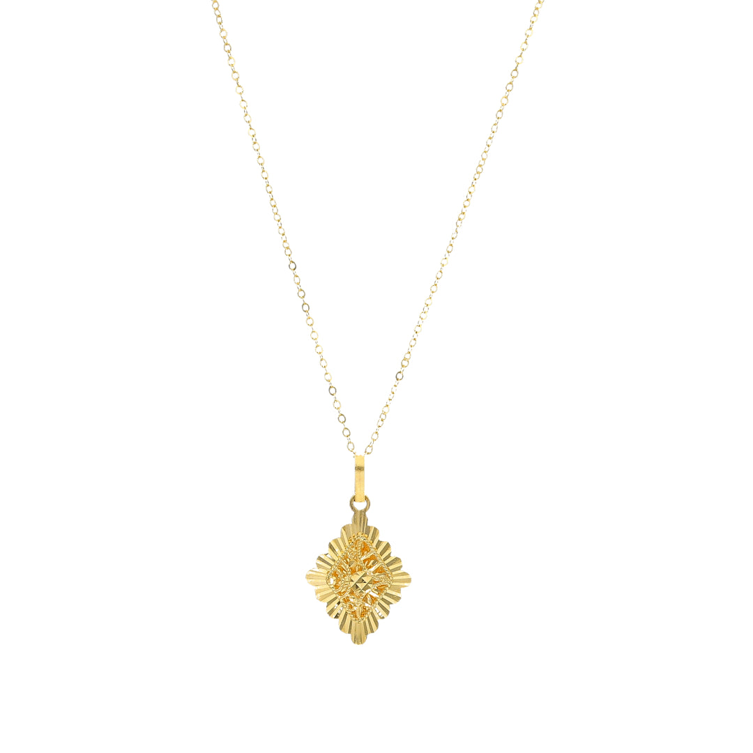 Gold Geometric Pendant Necklace 21KT - FKJNKL21KM11280