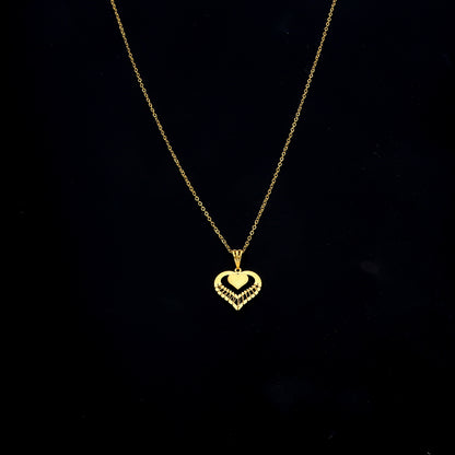 Gold Dangling Heart Necklace 21KT - FKJNKL21KM11284