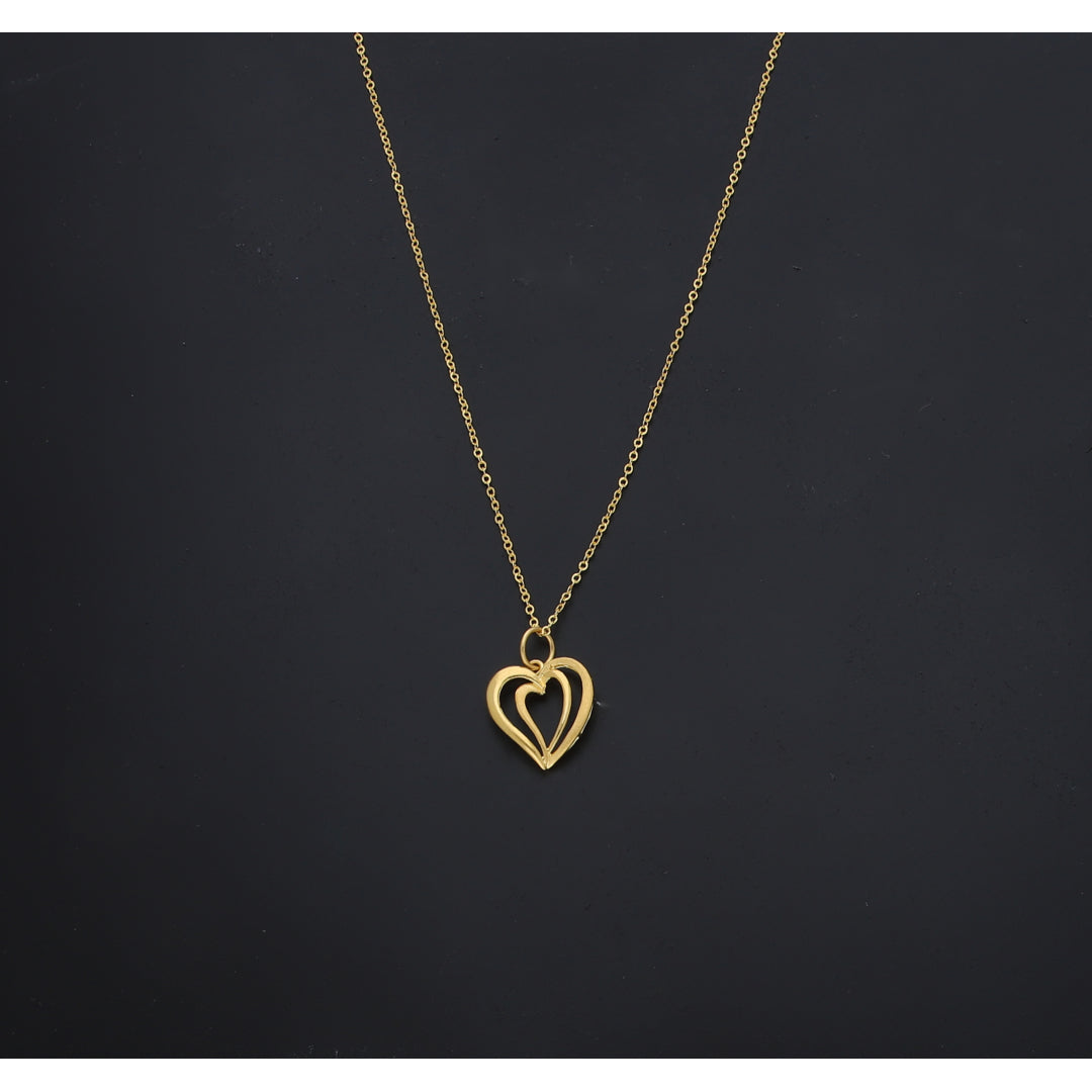 Gold Open Heart Necklace 21KT - FKJNKL21KM11286