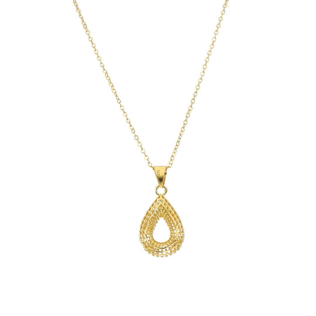 Gold Open Teardrop Necklace 21KT - FKJNKL21KM11288