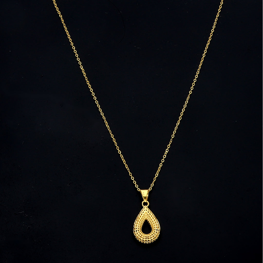 Gold Open Teardrop Necklace 21KT - FKJNKL21KM11288