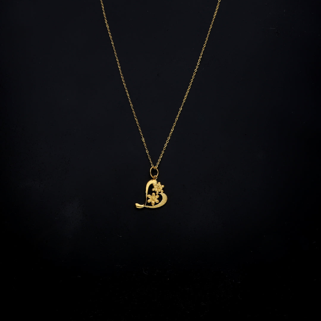 Gold Floral Heart Necklace 21KT - FKJNKL21KM11290