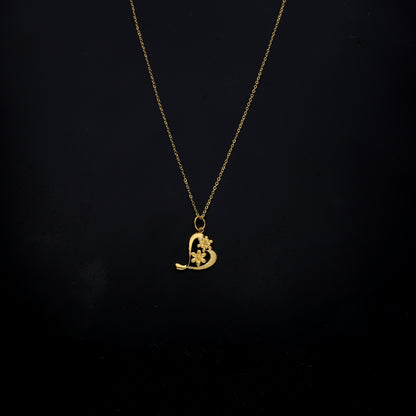Gold Floral Heart Necklace 21KT - FKJNKL21KM11290