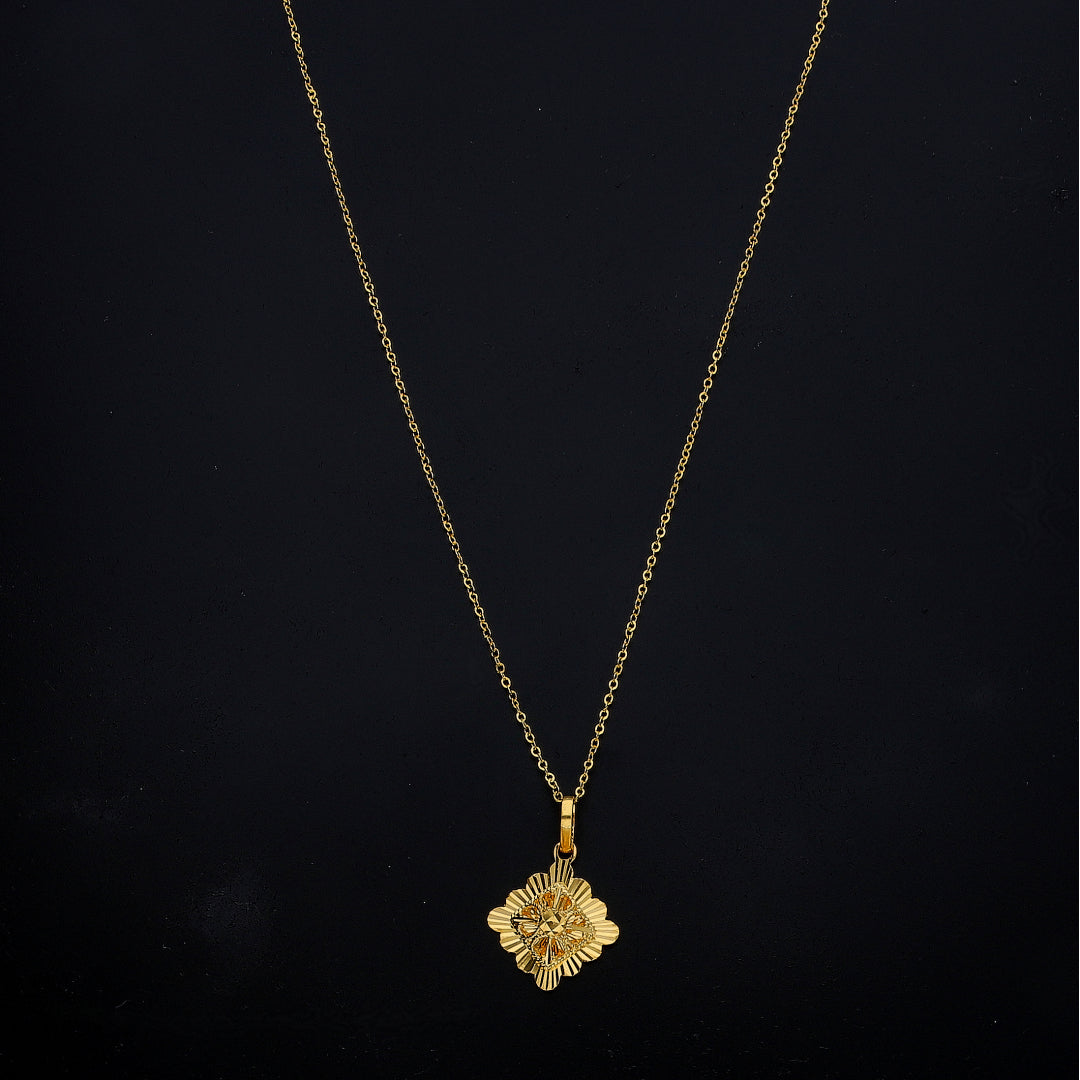 Gold Ornate Floral Necklace 21KT - FKJNKL21KM11291