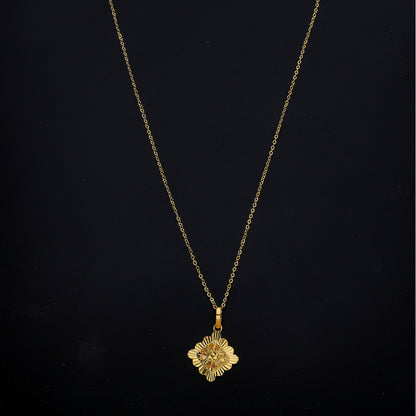 Gold Ornate Floral Necklace 21KT - FKJNKL21KM11291