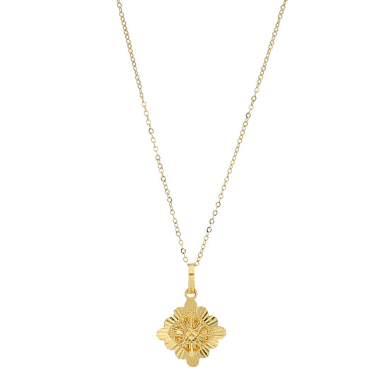 Gold Ornate Floral Necklace 21KT - FKJNKL21KM11291