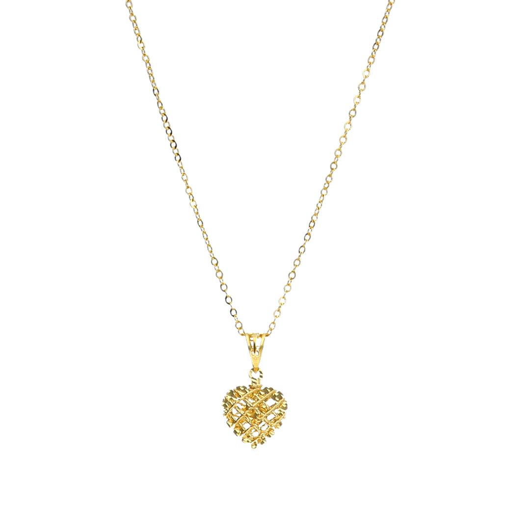 Gold Classic Heart Necklace 21KT - FKJNKL21KM11292
