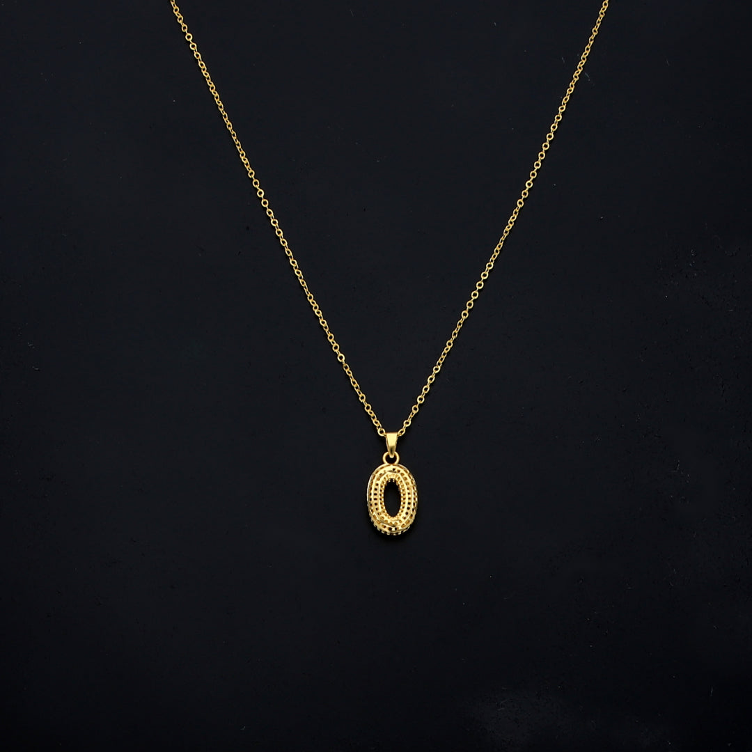 Gold Textured Oval Necklace 21KT - FKJNKL21KM11293