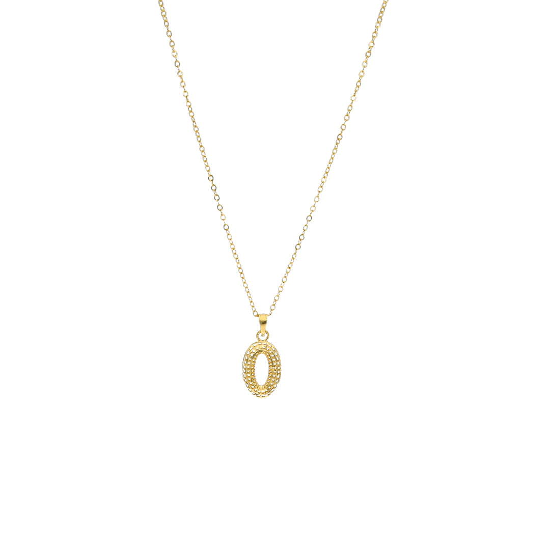 Gold Textured Oval Necklace 21KT - FKJNKL21KM11293