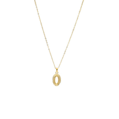 Gold Textured Oval Necklace 21KT - FKJNKL21KM11293