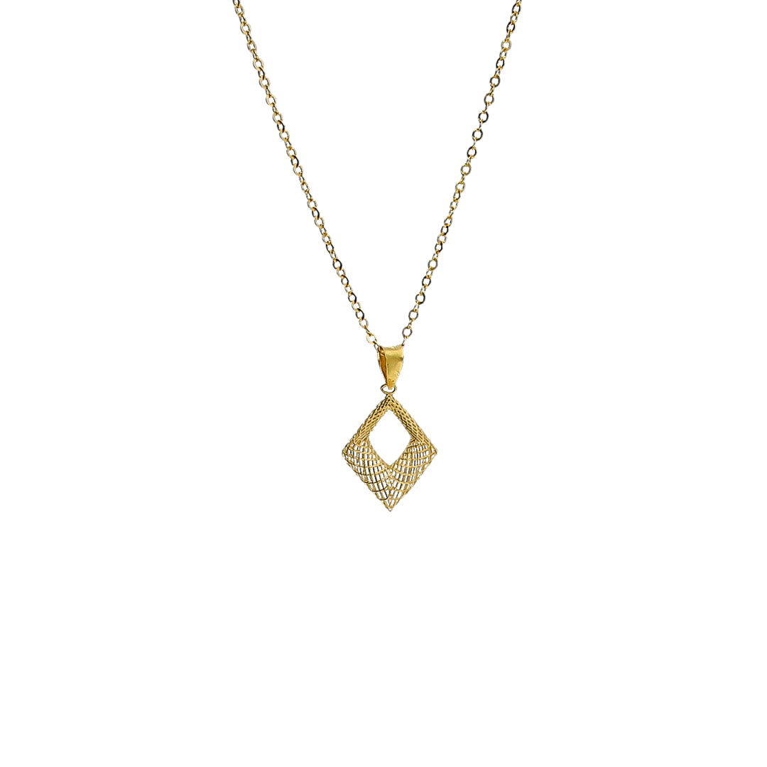 Gold Geometric Filigree Necklace 21KT - FKJNKL21KM11296