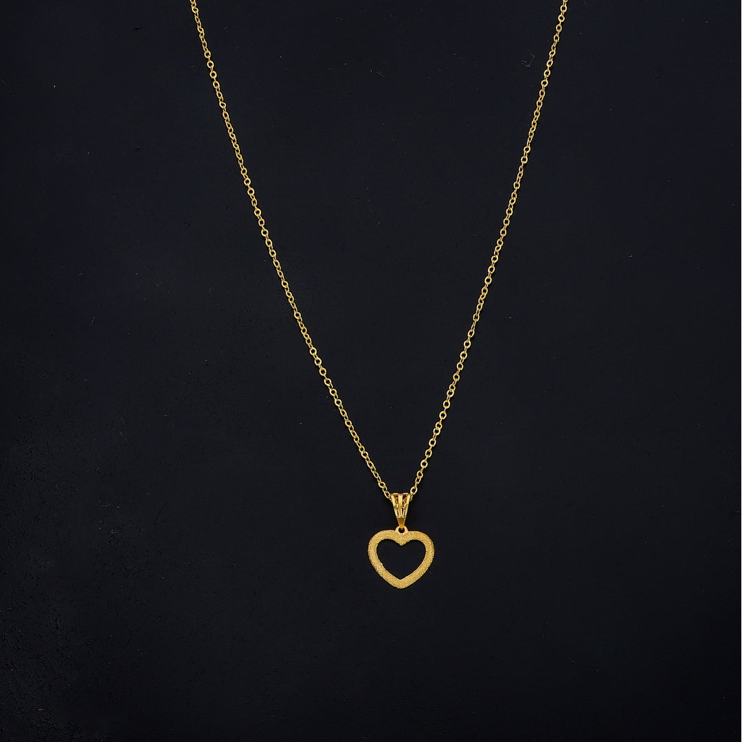 Gold Heart Outline Necklace 21KT - FKJNKL21KM11302