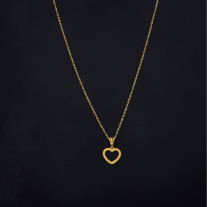 Gold Heart Outline Necklace 21KT - FKJNKL21KM11302