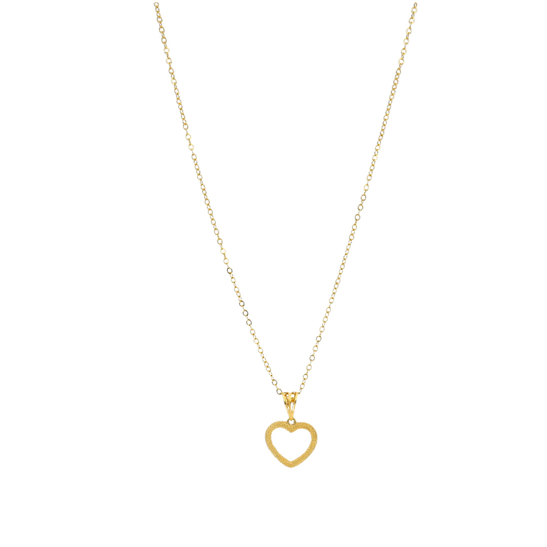 Gold Heart Outline Necklace 21KT - FKJNKL21KM11302