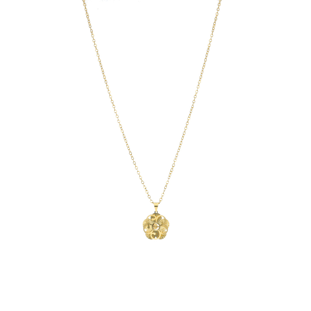 Gold Classic Floral Necklace 21KT - FKJNKL21KM11303