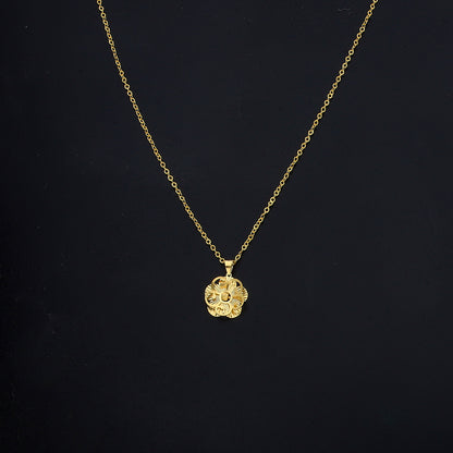 Gold Classic Floral Necklace 21KT - FKJNKL21KM11303