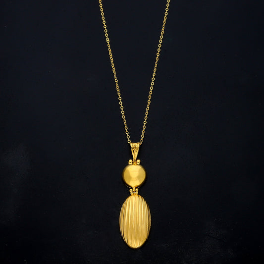 Gold Long Drop Necklace 21KT - FKJNKL21KM11312